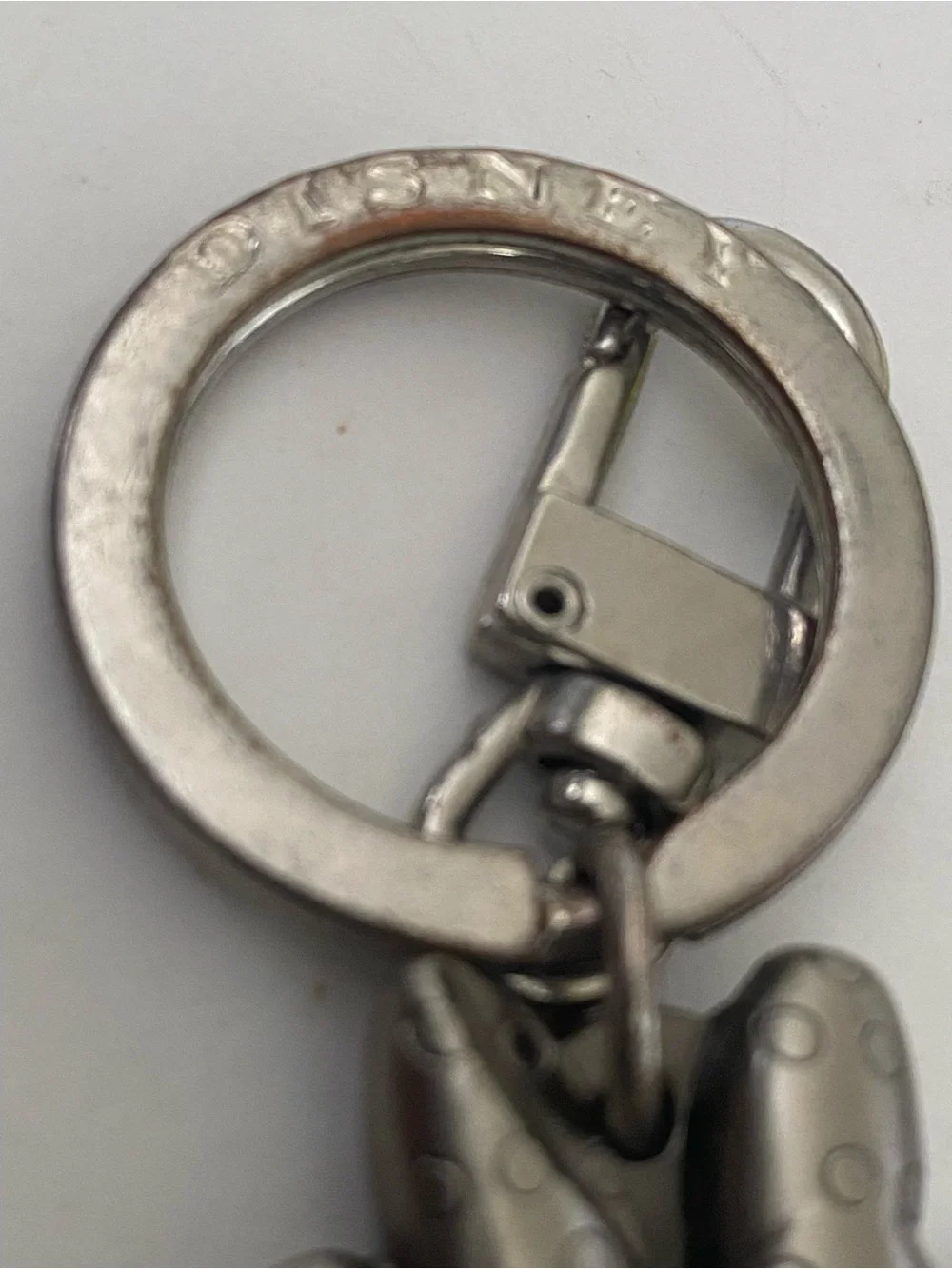 Vintage Disney Minnie Mouse Posing Charm Silver Pewter Metal Keychain Key Fob